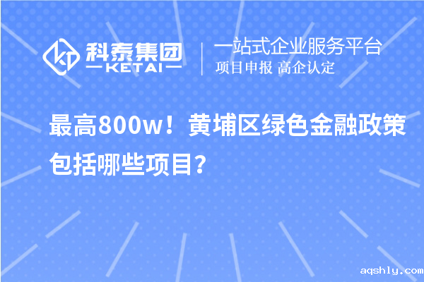 最高800w!黄埔区绿色金融政策包括哪些项目?
