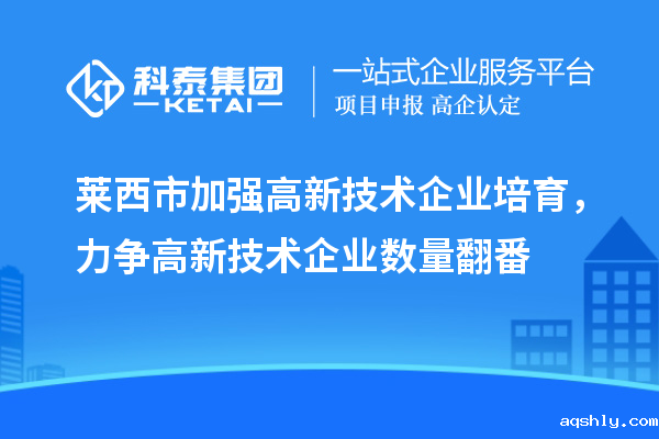 莱西市加强高新技术企业培育,力争高新技术企业数量翻番