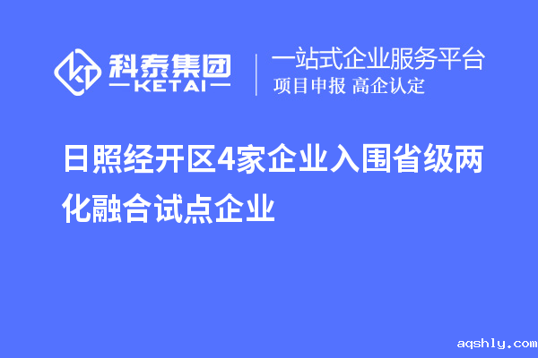 日照经开区4家企业入围省级两化融合试点企业