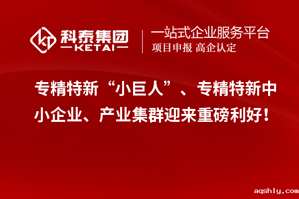 专精特新“小巨人”、<a href=//www.aqshly.com/fuwu/zhuanjingtexin.html target=_blank class=infotextkey>专精特新中小企业</a>、产业集群迎来重磅利好!