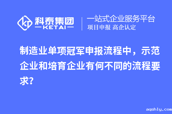制造业单项冠军申报流程中,示范企业和培育企业有何不同的流程要求?