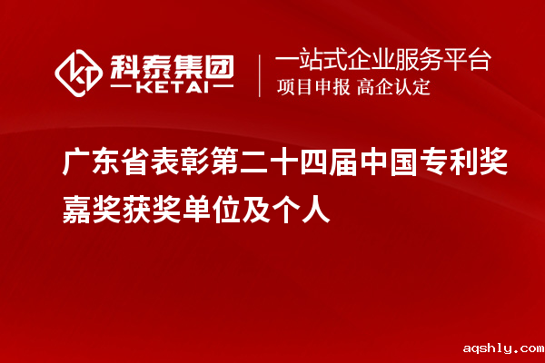 广东省表彰第二十四届中国专利奖嘉奖获奖单位及个人