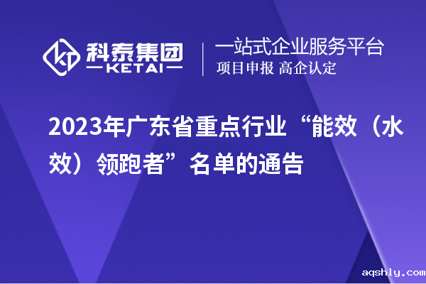 2023年广东省重点行业“能效(水效)领跑者”名单的通告