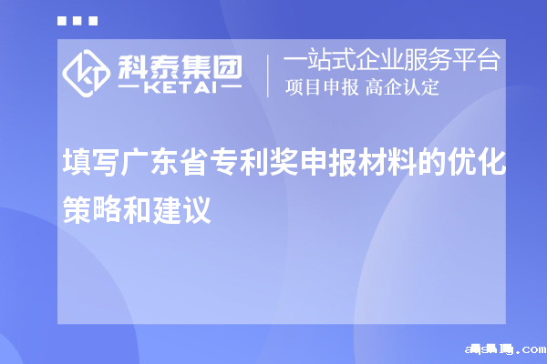 填写广东省专利奖申报材料的优化策略和建议