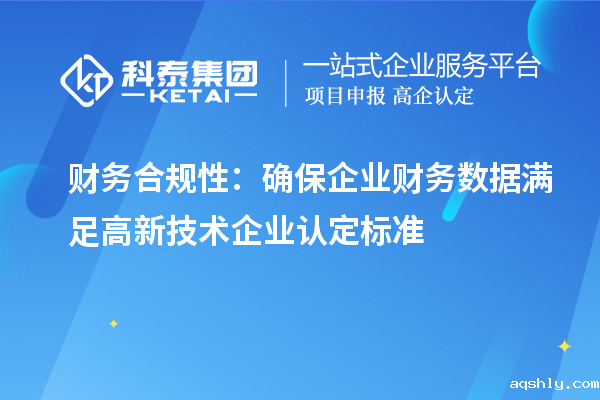 财务合规性:确保企业财务数据满足高新技术企业认定标准