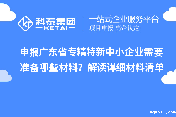 申报广东省专精特新中小企业需要准备哪些材料?解读详细材料清单