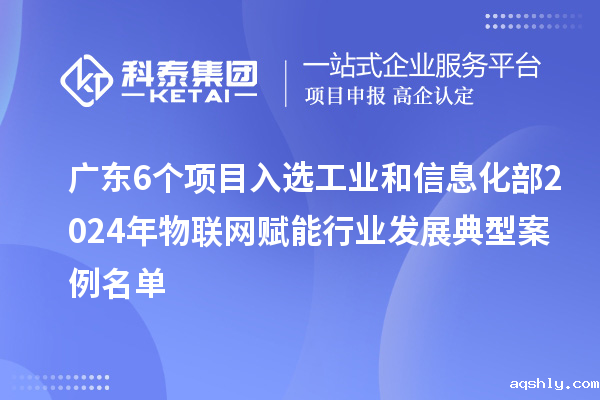 广东6个项目入选工业和信息化部2024年物联网赋能行业发展典型案例名单