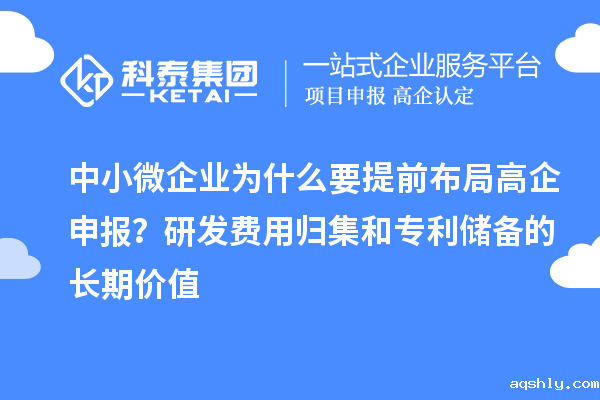 中小微企业为什么要提前布局高企申报?研发费用归集和专利储备的长期价值