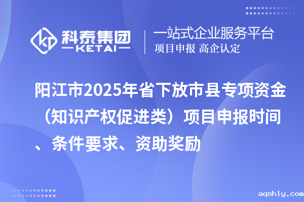 阳江市2025年省下放市县专项资金(知识产权促进类)taptap链接下载时间、条件要求、资助奖励