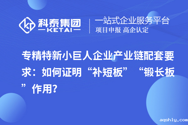 专精特新小巨人企业产业链配套要求:如何证明“补短板”“锻长板”作用?