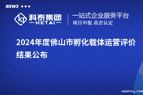2024年度佛山市孵化载体运营评价结果公布