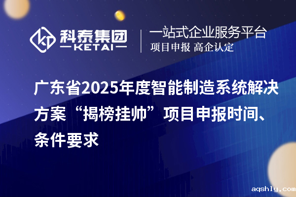 广东省2025年度智能制造系统解决方案“揭榜挂帅”taptap链接下载时间、条件要求