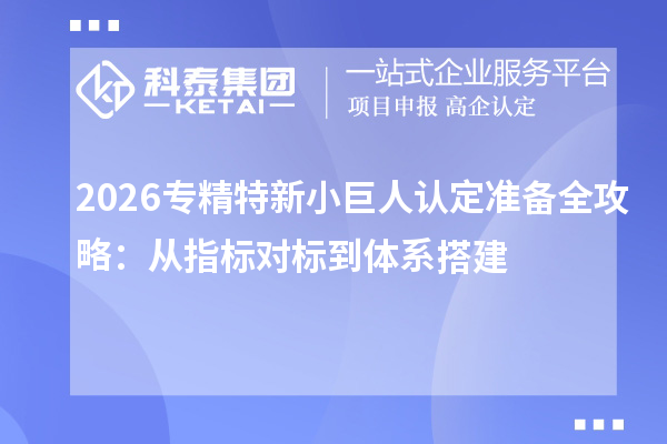 2026专精特新小巨人认定准备全攻略:从指标对标到体系搭建