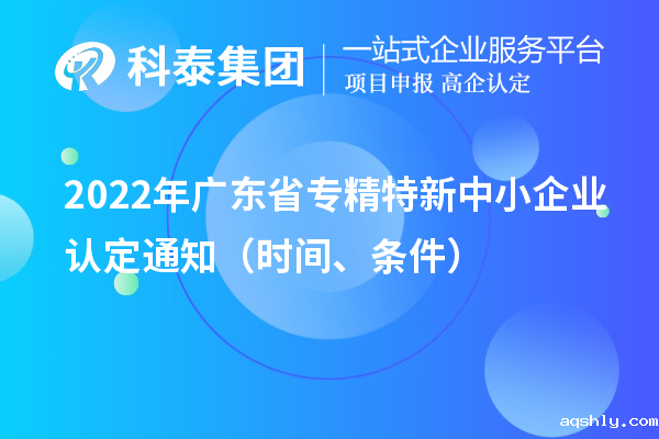 2022年广东省专精特新中小企业认定通知（申报时间、条件）