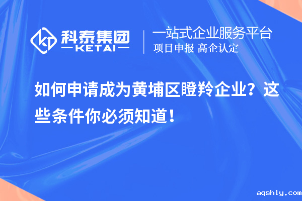 如何申请成为黄埔区瞪羚企业？这些条件你必须知道！