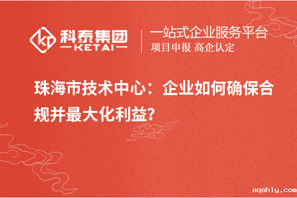 珠海市企业技术中心：企业如何确保合规并最大化利益？