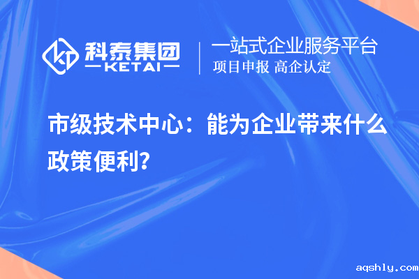 市级技术中心：能为企业带来什么政策便利？