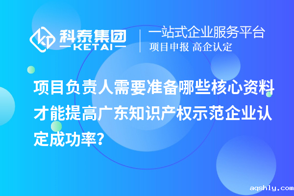 项目负责人需要准备哪些核心资料才能提高广东知识产权示范企业认定成功率？