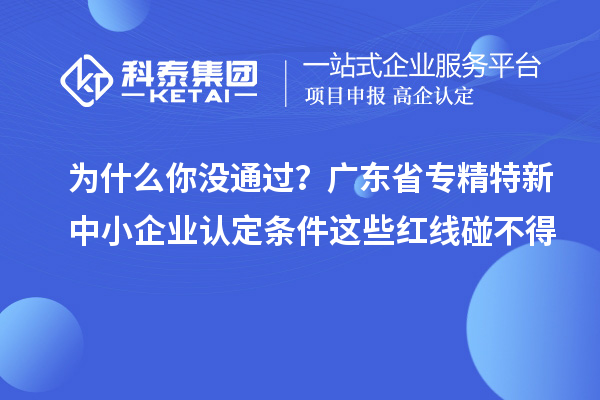 为什么你没通过？广东省专精特新中小企业认定条件这些红线碰不得